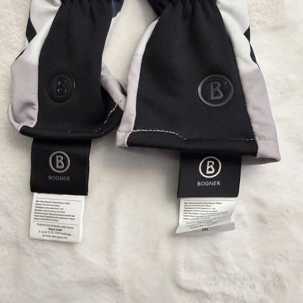 Bogner Women's Graphic Ski Gloves in White and Black